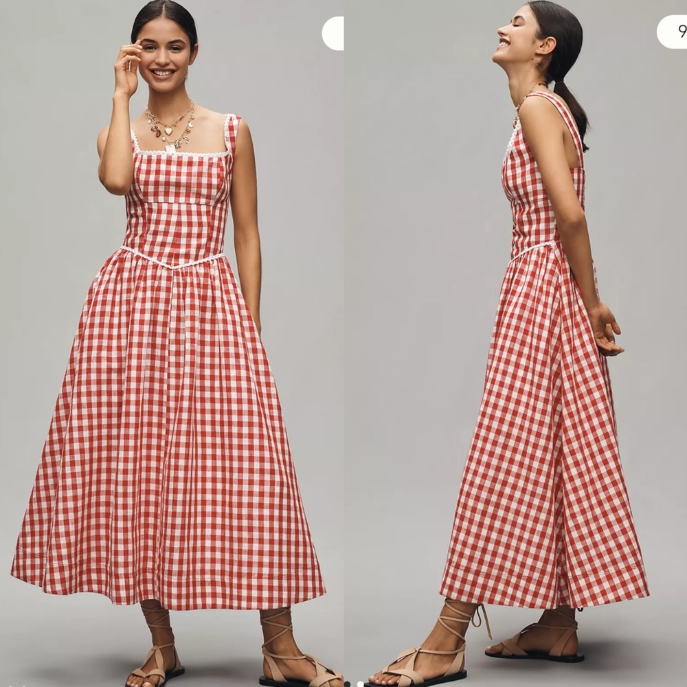 🩷Firm Price🩷 NWOT WAYF Plaid Drop-Waist Midi Dress - Picture 2 of 12